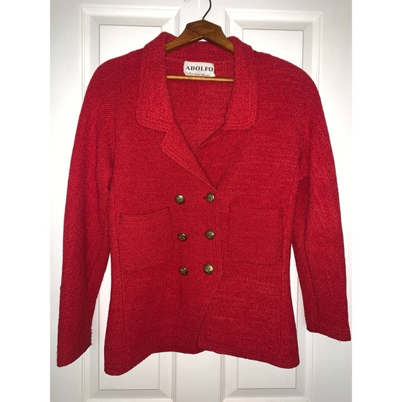 Vintage Adolfo Saks 5th Avenue Red Blazer - Picture 1 of 8